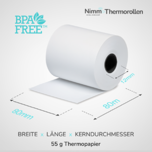 Thermorolle 81 x 80 m x 12 mm | 55 g Thermopapier | BPA-frei